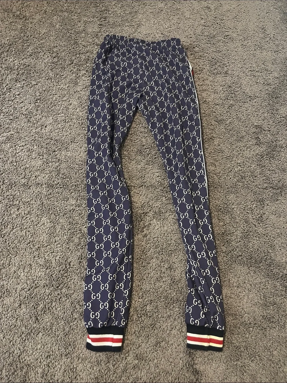 Gucci navy purple GG Logo Joggers with Red & White Stripe